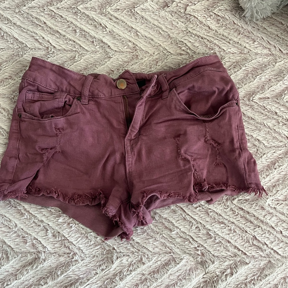 Angel Kiss Pink Distressed Jean Shorts